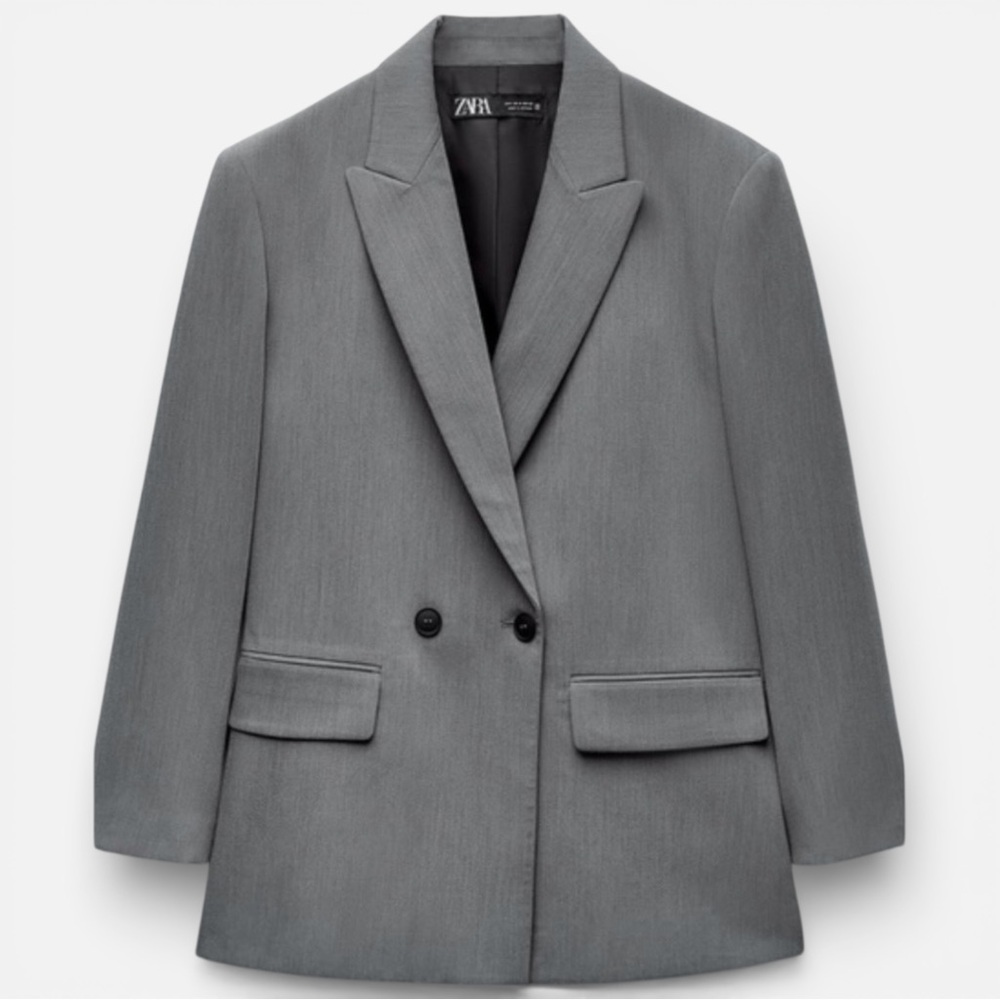 NWT Zara Gray Tailored Double Breasted Blazer